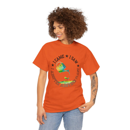 Gardening Tee — "I Came, I Saw, I Adopted another plant" Watercolor Kettle Plant Shirt