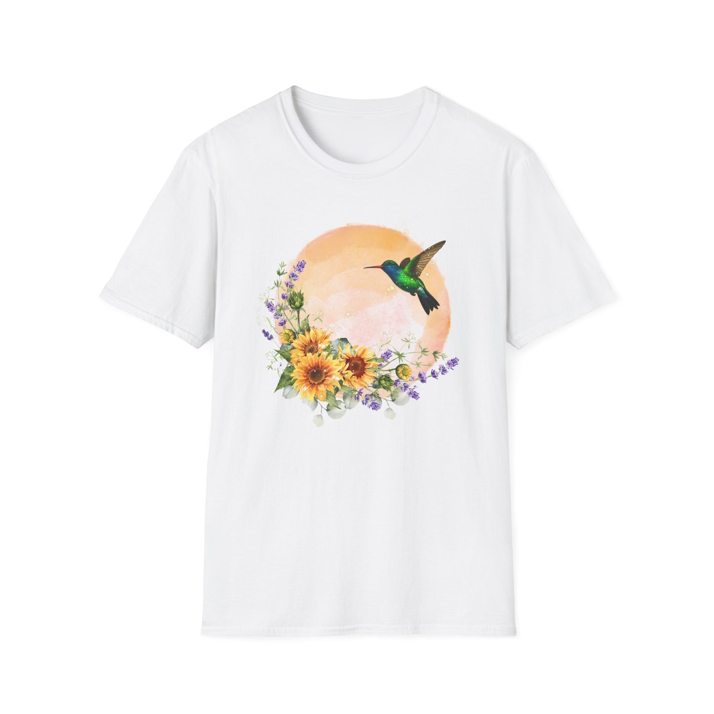 Hummingbird & Sunflower T-Shirt — Floral Nature Graphic Tee
