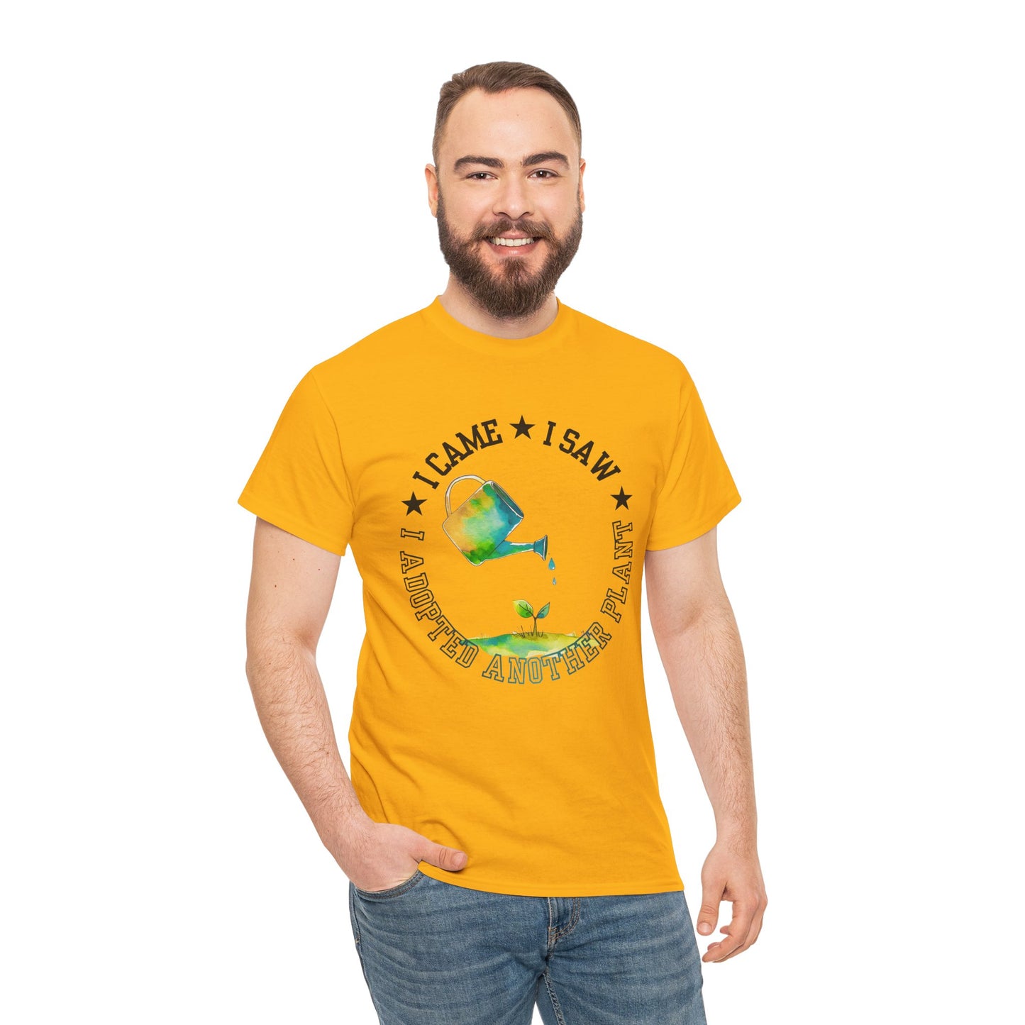 Gardening Tee — "I Came, I Saw, I Adopted another plant" Watercolor Kettle Plant Shirt