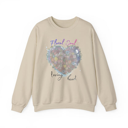 Floral Soul Heart Sweatshirt — 'Loving Heart' Pastel Floral Crewneck
