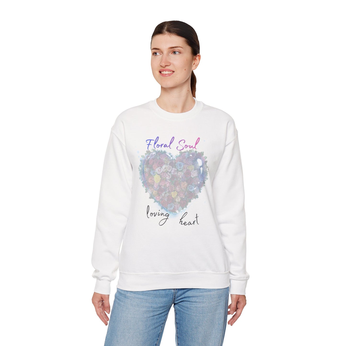 Floral Soul Heart Sweatshirt — 'Loving Heart' Pastel Floral Crewneck