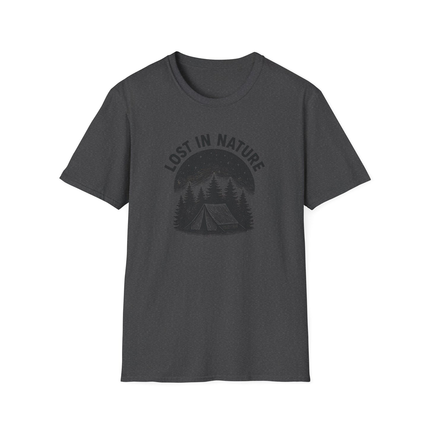 Lost in Nature Camping T-Shirt — Vintage Tent & Pine Trees Outdoor Shirt