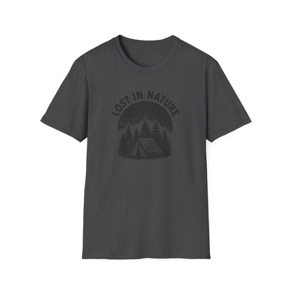 Lost in Nature Camping T-Shirt — Vintage Tent & Pine Trees Outdoor Shirt