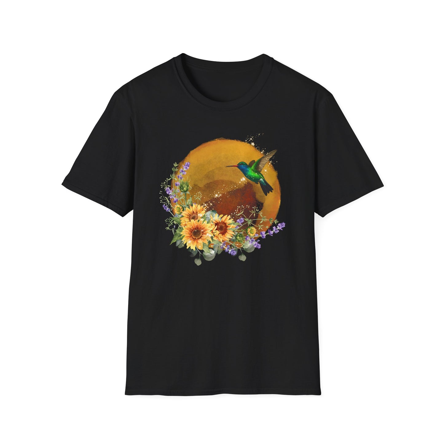 Hummingbird & Sunflower T-Shirt — Floral Nature Graphic Tee