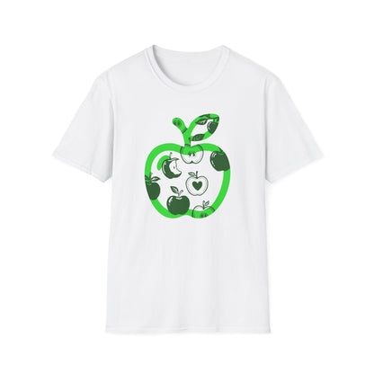 Green Apple Graphic T-Shirt — Retro Apple Pattern Tee