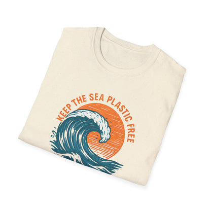 Keep the Sea Plastic Free Vintage Wave - Eco-Conscious Ocean Conservation Tee
