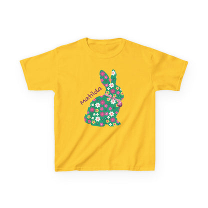 Kids Floral Bunny T‑Shirt — Personalized ‘Matilda’ Easter Shirt