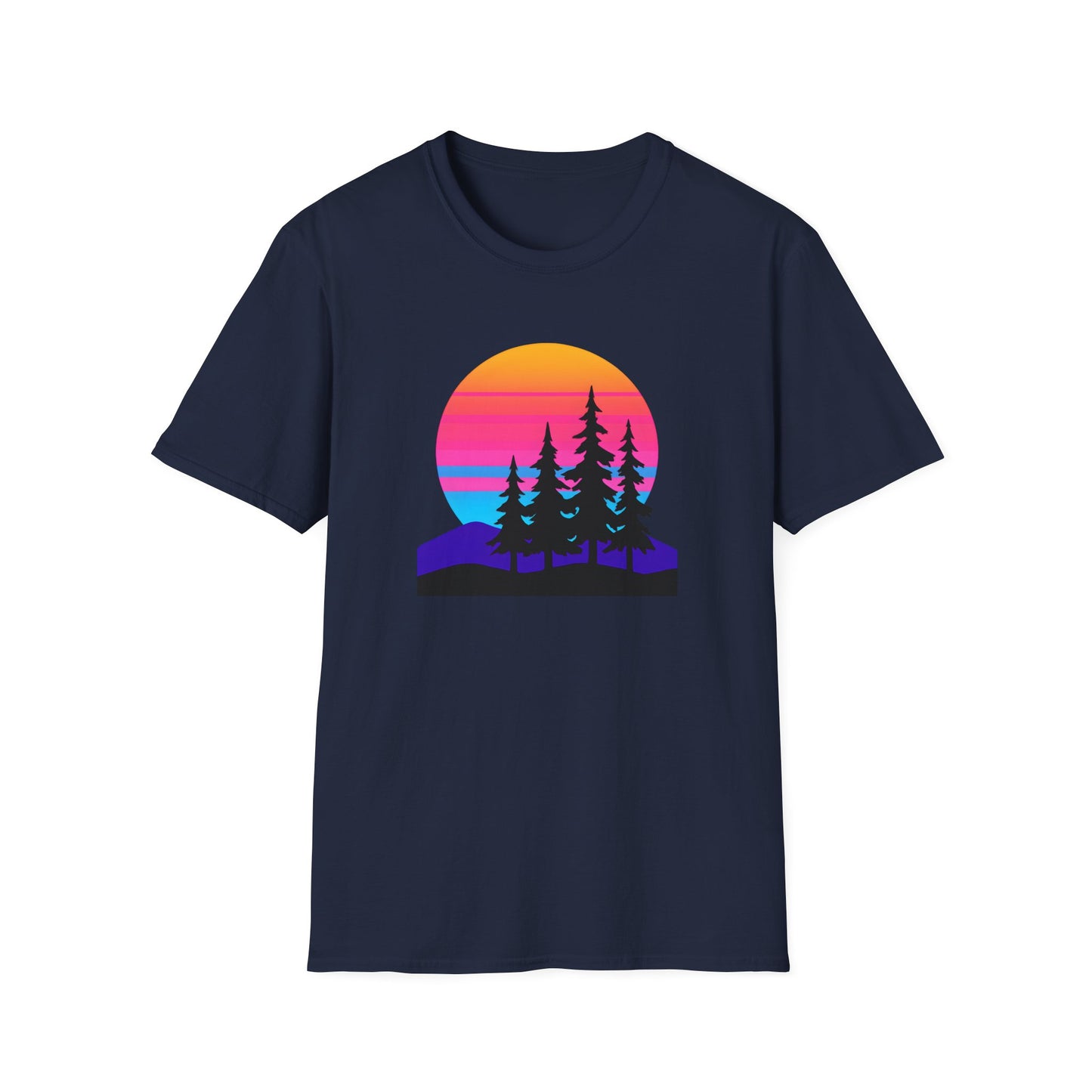 Sunset Pines T-Shirt — Retro Mountain Sunset Graphic Tee