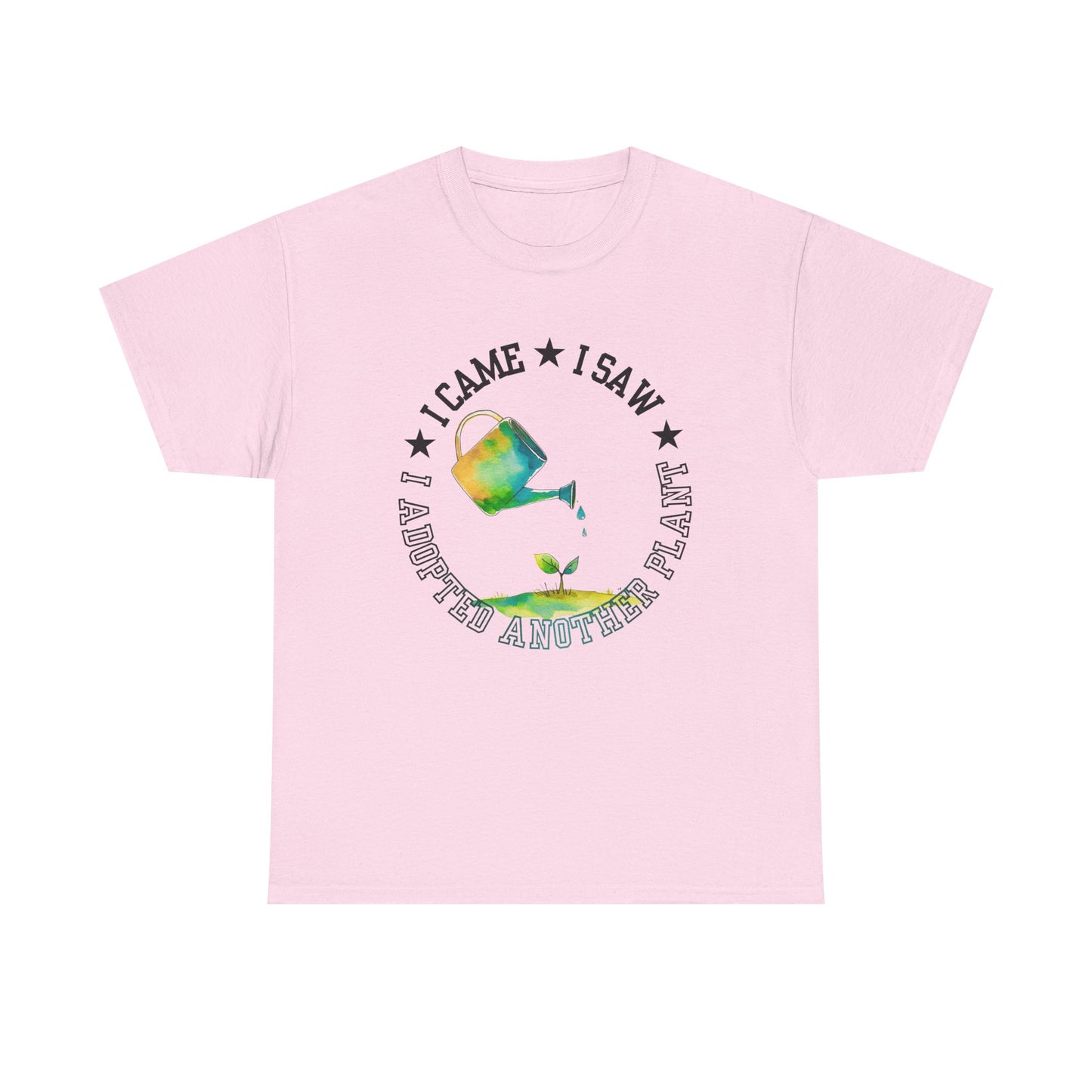Gardening Tee — "I Came, I Saw, I Adopted another plant" Watercolor Kettle Plant Shirt