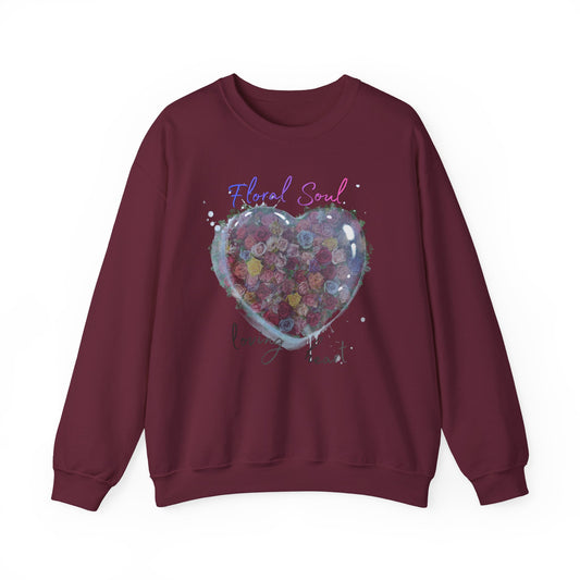 Floral Soul Heart Sweatshirt — 'Loving Heart' Pastel Floral Crewneck