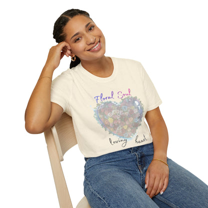 Floral Soul Loving Heart T-Shirt — Watercolor Heart Floral Tee for Women & Moms