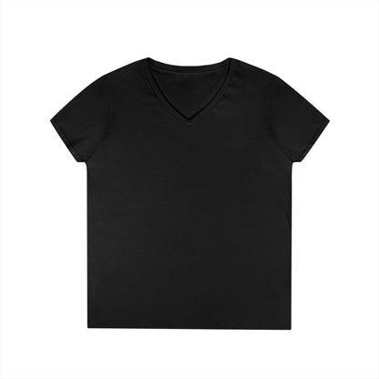 Ladies' V-Neck T-Shirt — Moonlit Lake Forest Graphic Tee
