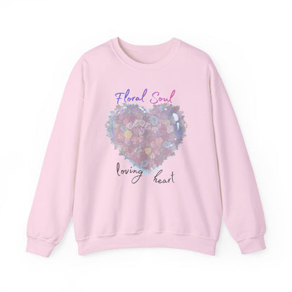 Floral Soul Heart Sweatshirt — 'Loving Heart' Pastel Floral Crewneck