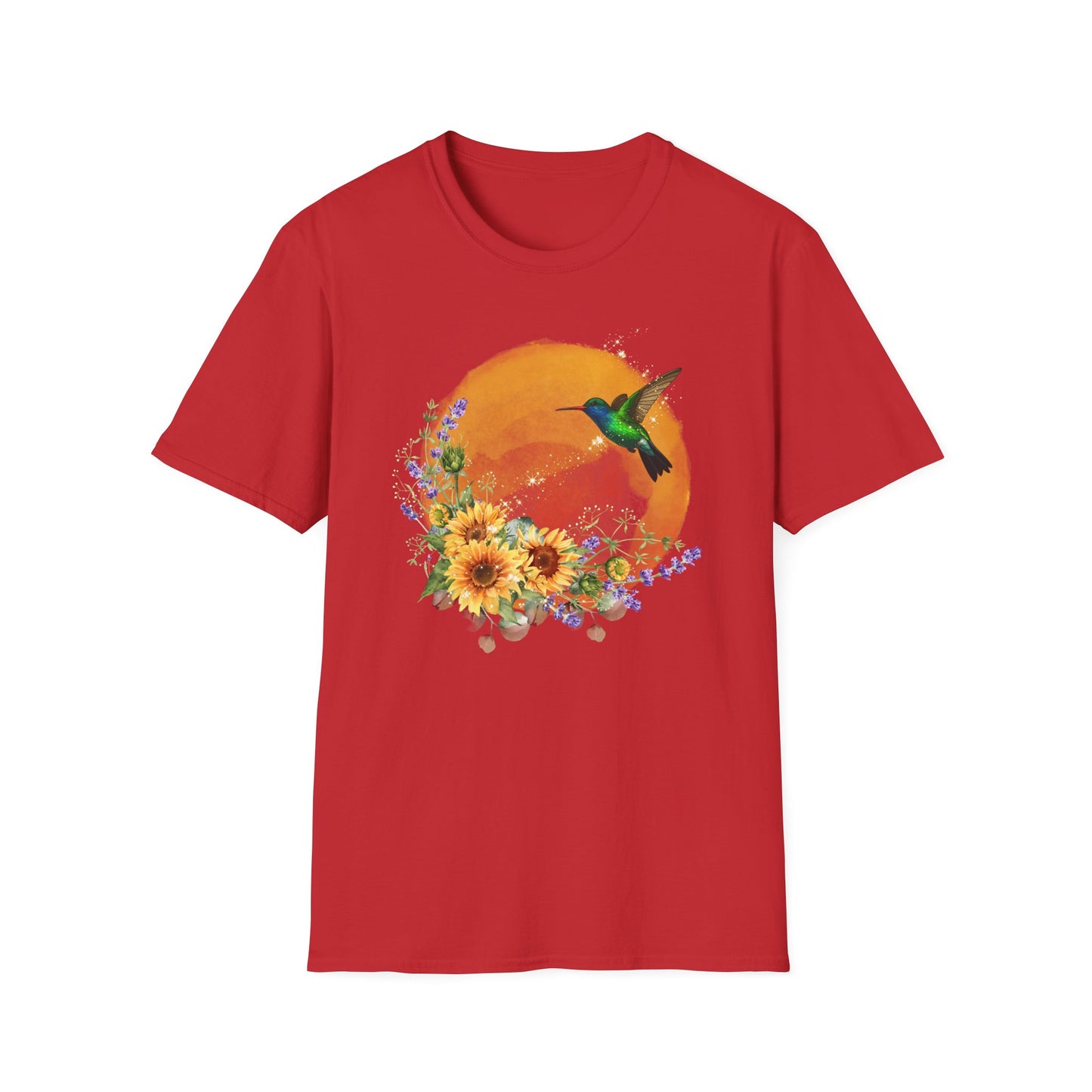 Hummingbird & Sunflower T-Shirt — Floral Nature Graphic Tee