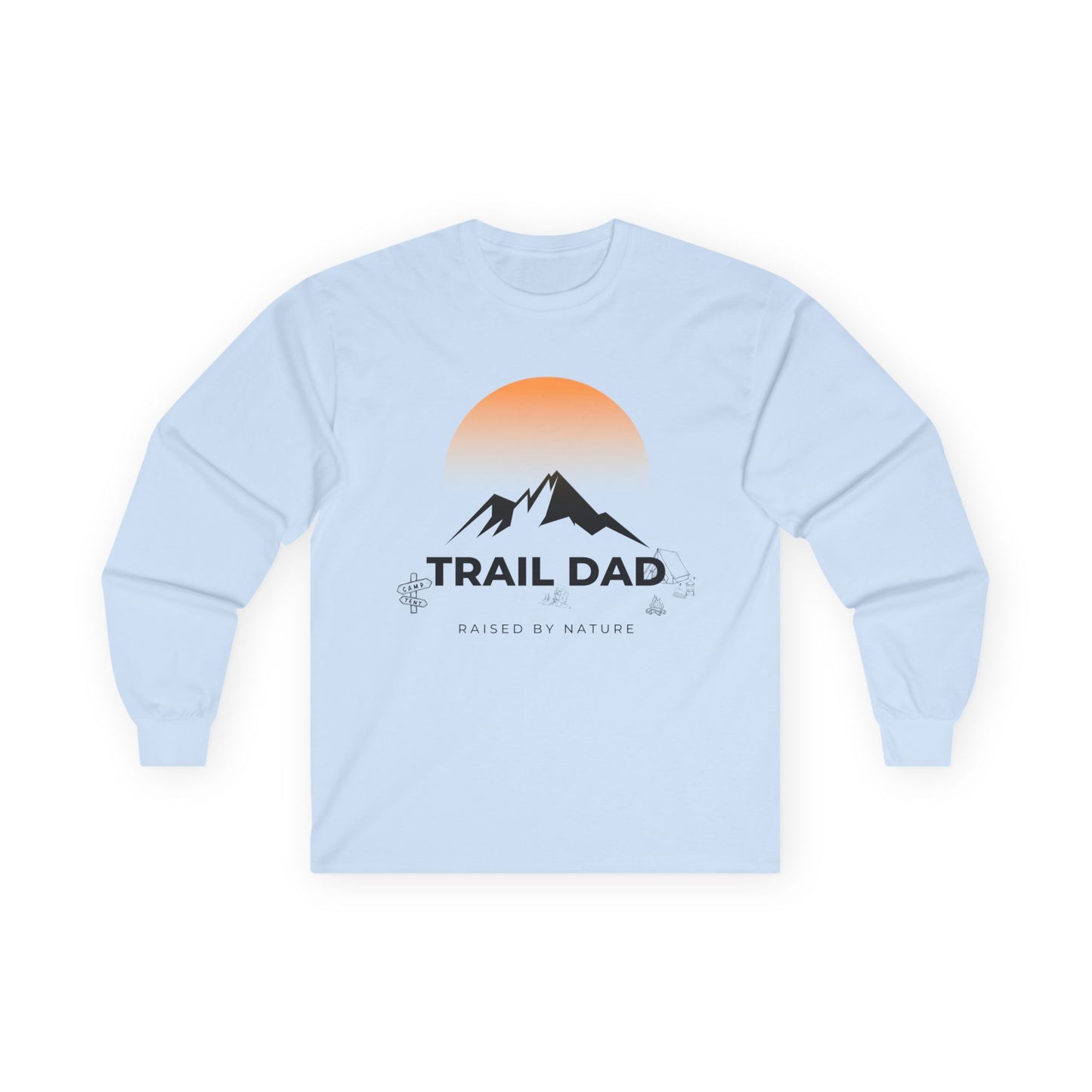 Trail Dad Long Sleeve Tee — Sunset Mountain Hiking Shirt
