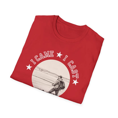 Fishing T-Shirt — "I Came, I Cast, I Conquered" Vintage Angler Tee