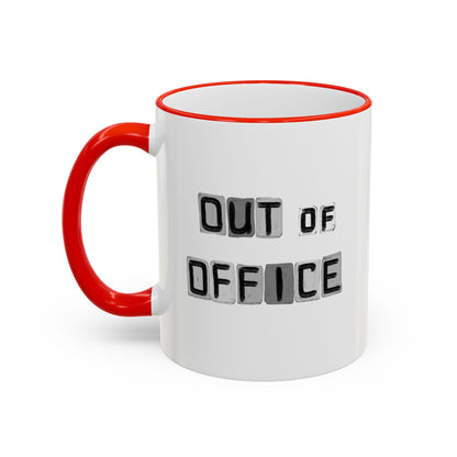 Adventure Coffee Mug — 'Get Out of Office' Forest Accent Rim & Handle Mug (11oz)
