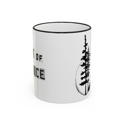 Adventure Coffee Mug — 'Get Out of Office' Forest Accent Rim & Handle Mug (11oz)