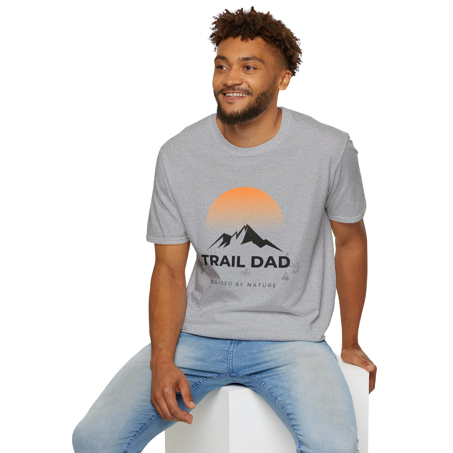 Trail Dad T-Shirt — Mountain Sunrise Hiking Tee for Outdoor Dads