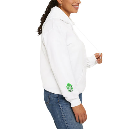 Hoodie — Green Floral Skull Chest & Sleeve Graphic