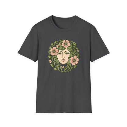 Floral Crown Portrait T-Shirt - Botanical Art Tee