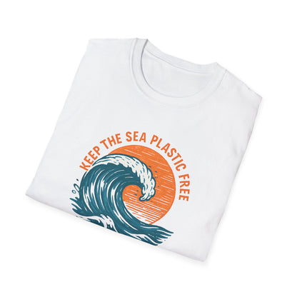 Keep the Sea Plastic Free Vintage Wave - Eco-Conscious Ocean Conservation Tee