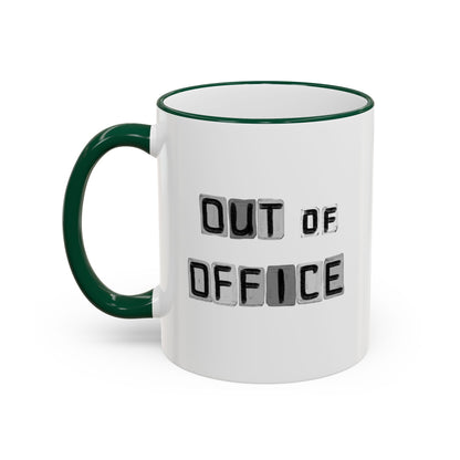 Adventure Coffee Mug — 'Get Out of Office' Forest Accent Rim & Handle Mug (11oz)