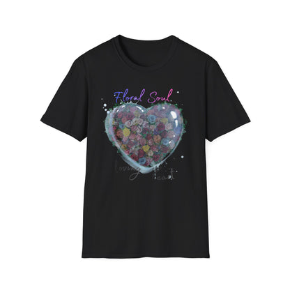 Floral Soul Loving Heart T-Shirt — Watercolor Heart Floral Tee for Women & Moms