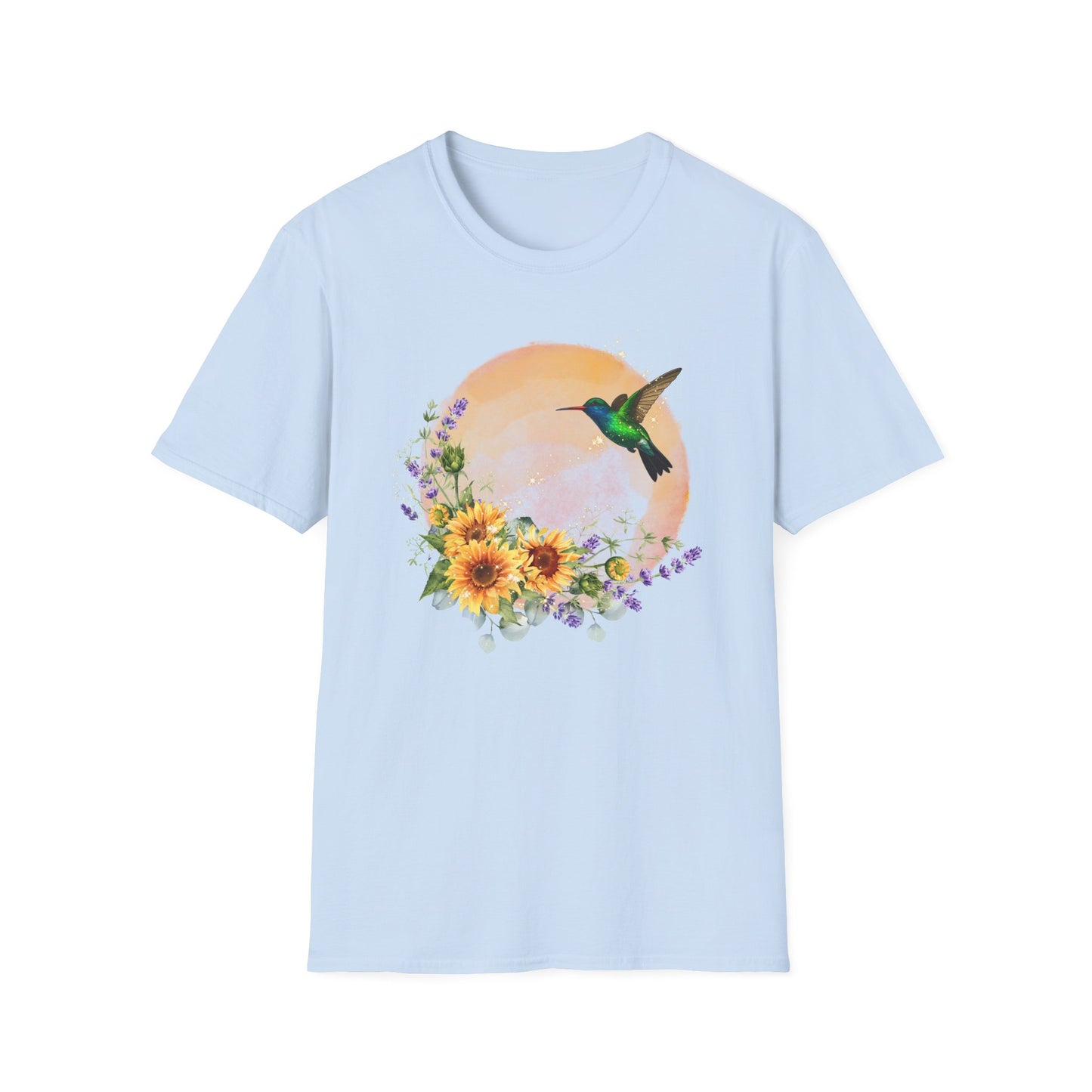 Hummingbird & Sunflower T-Shirt — Floral Nature Graphic Tee
