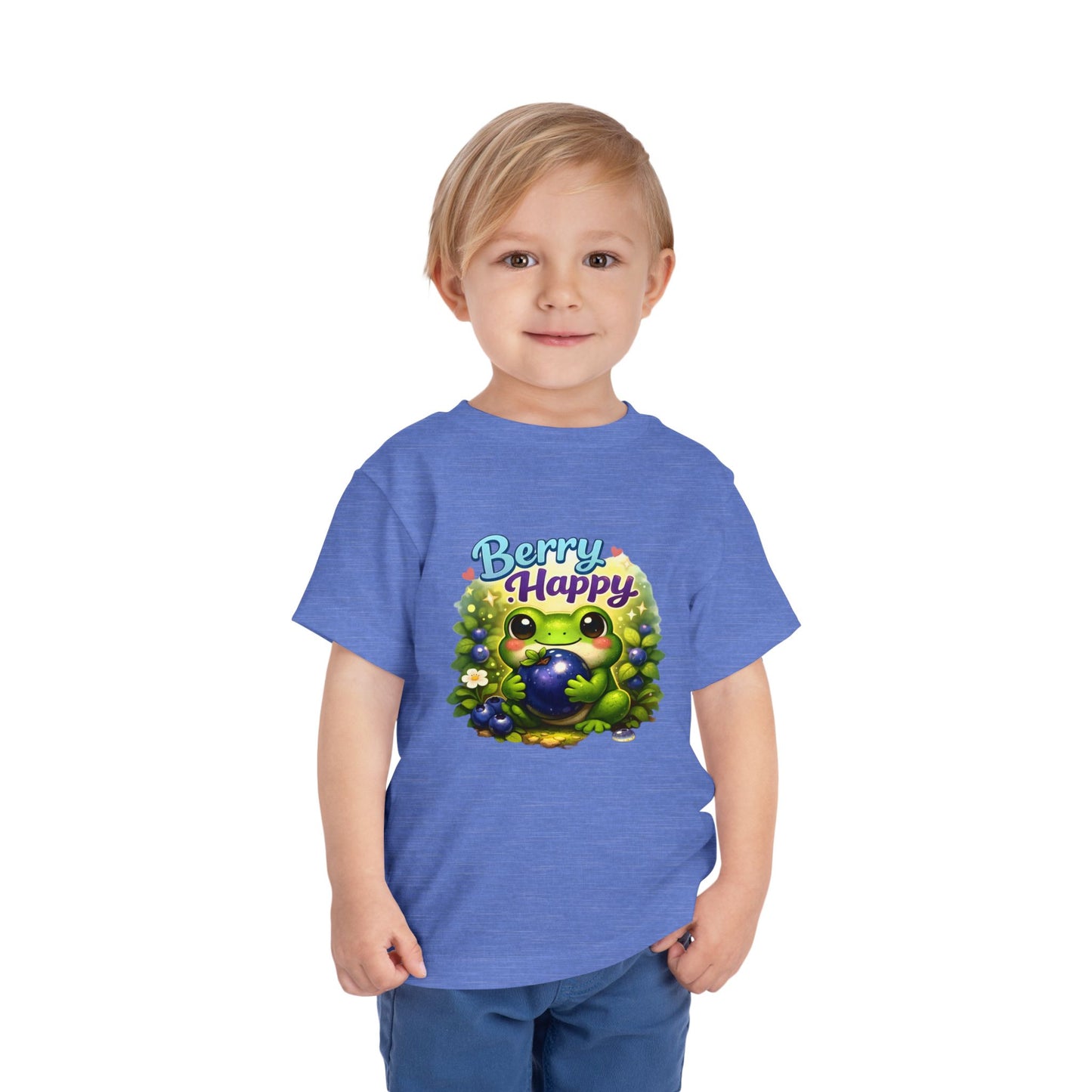 Berry Happy Frog Toddler Tee — Cute Blueberry Frog Kids T-Shirt