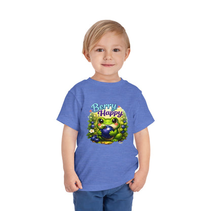 Berry Happy Frog Toddler Tee — Cute Blueberry Frog Kids T-Shirt