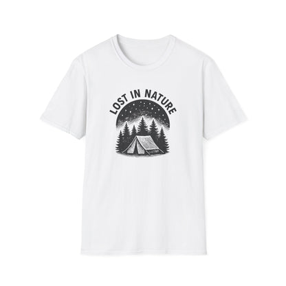 Lost in Nature Camping T-Shirt — Vintage Tent & Pine Trees Outdoor Shirt