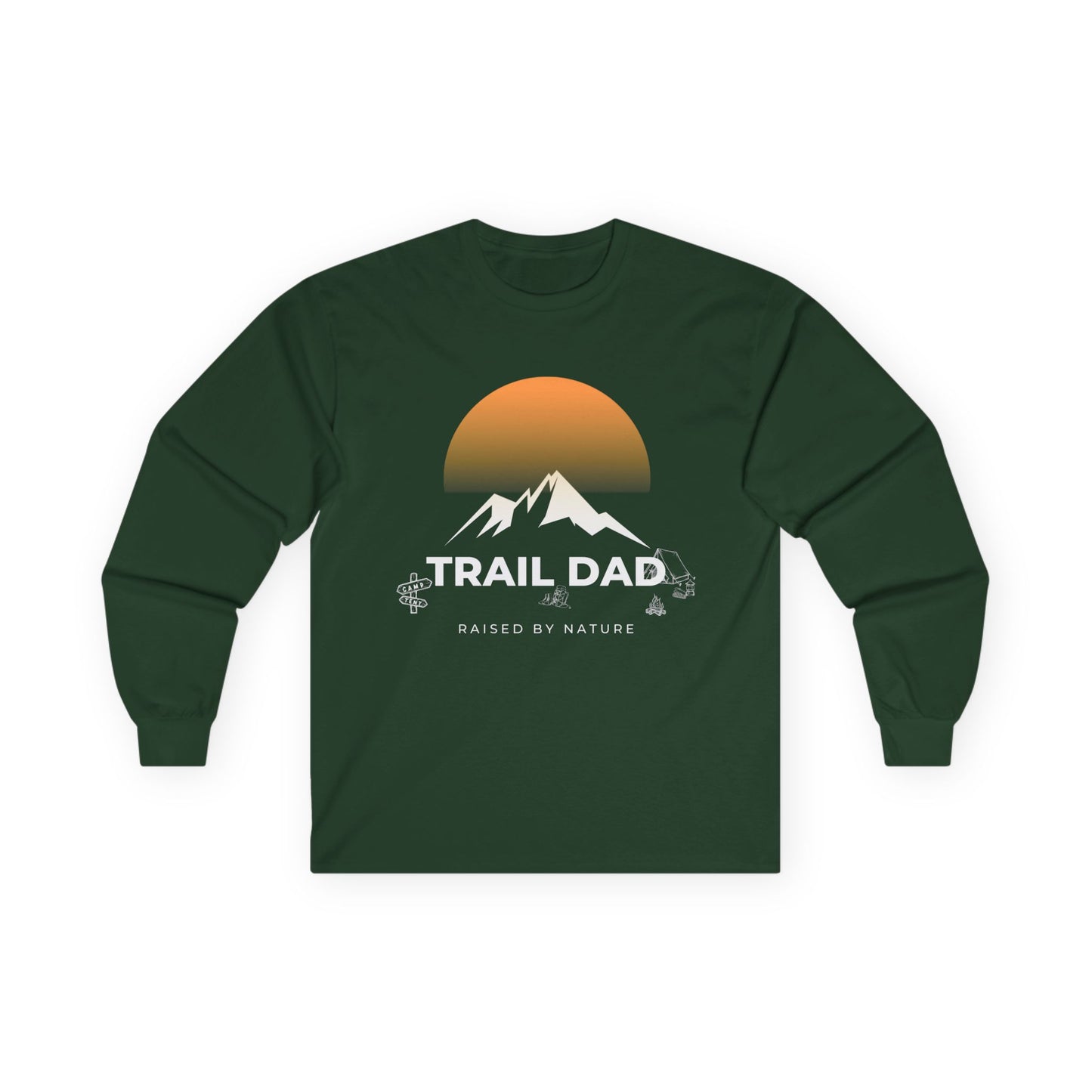 Trail Dad Long Sleeve Tee — Sunset Mountain Hiking Shirt