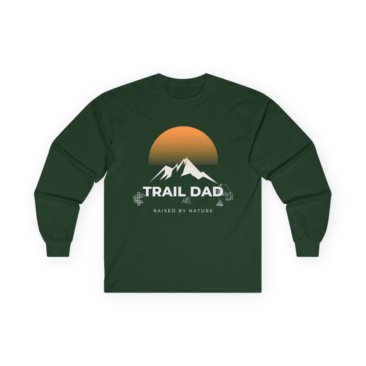 Trail Dad Long Sleeve Tee — Sunset Mountain Hiking Shirt