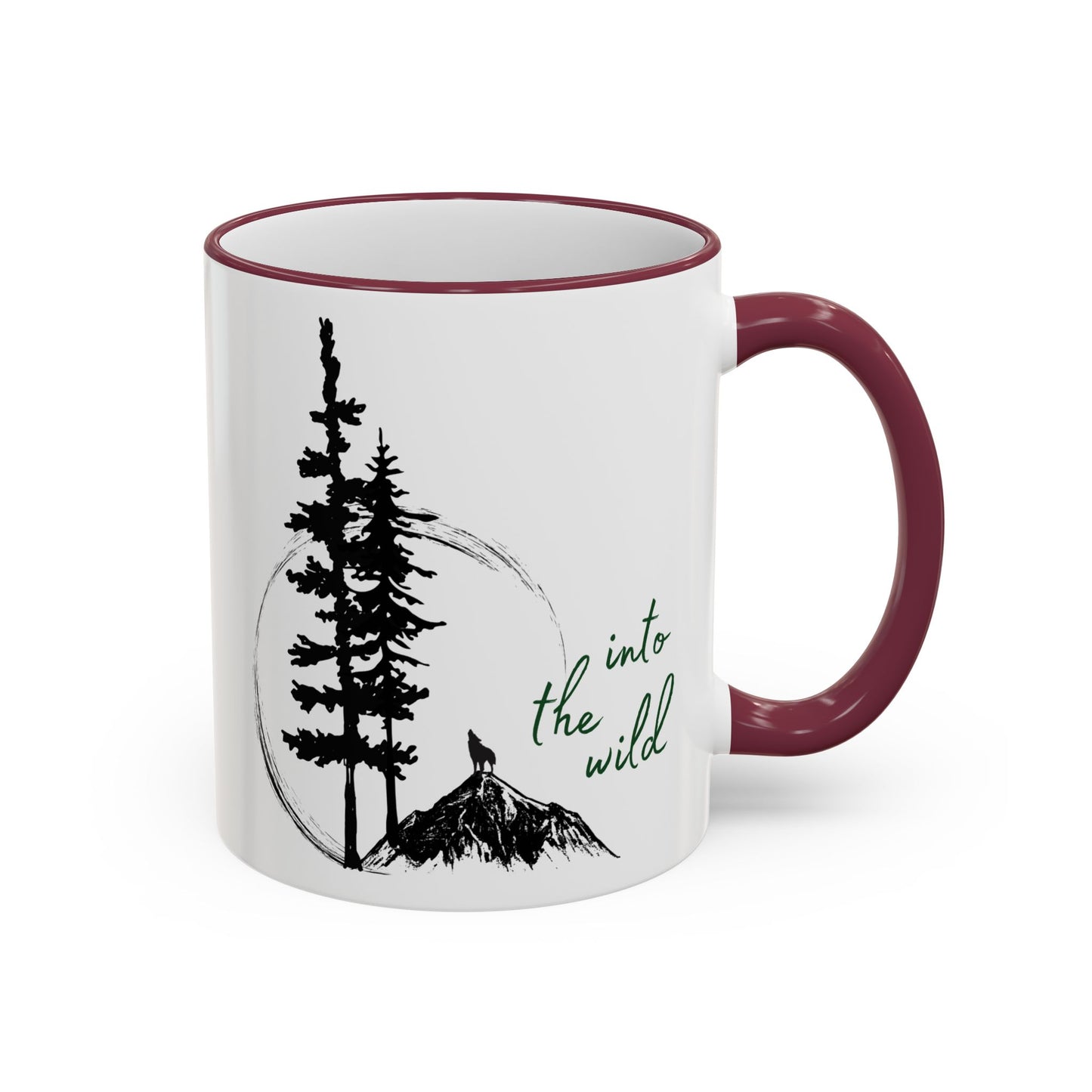 Adventure Coffee Mug — 'Get Out of Office' Forest Accent Rim & Handle Mug (11oz)