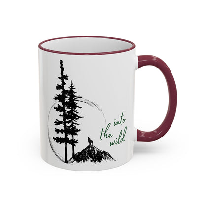 Adventure Coffee Mug — 'Get Out of Office' Forest Accent Rim & Handle Mug (11oz)