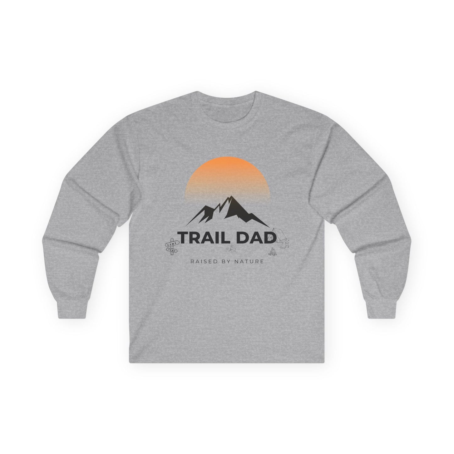 Trail Dad Long Sleeve Tee — Sunset Mountain Hiking Shirt
