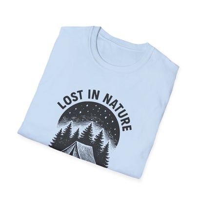 Lost in Nature Camping T-Shirt — Vintage Tent & Pine Trees Outdoor Shirt