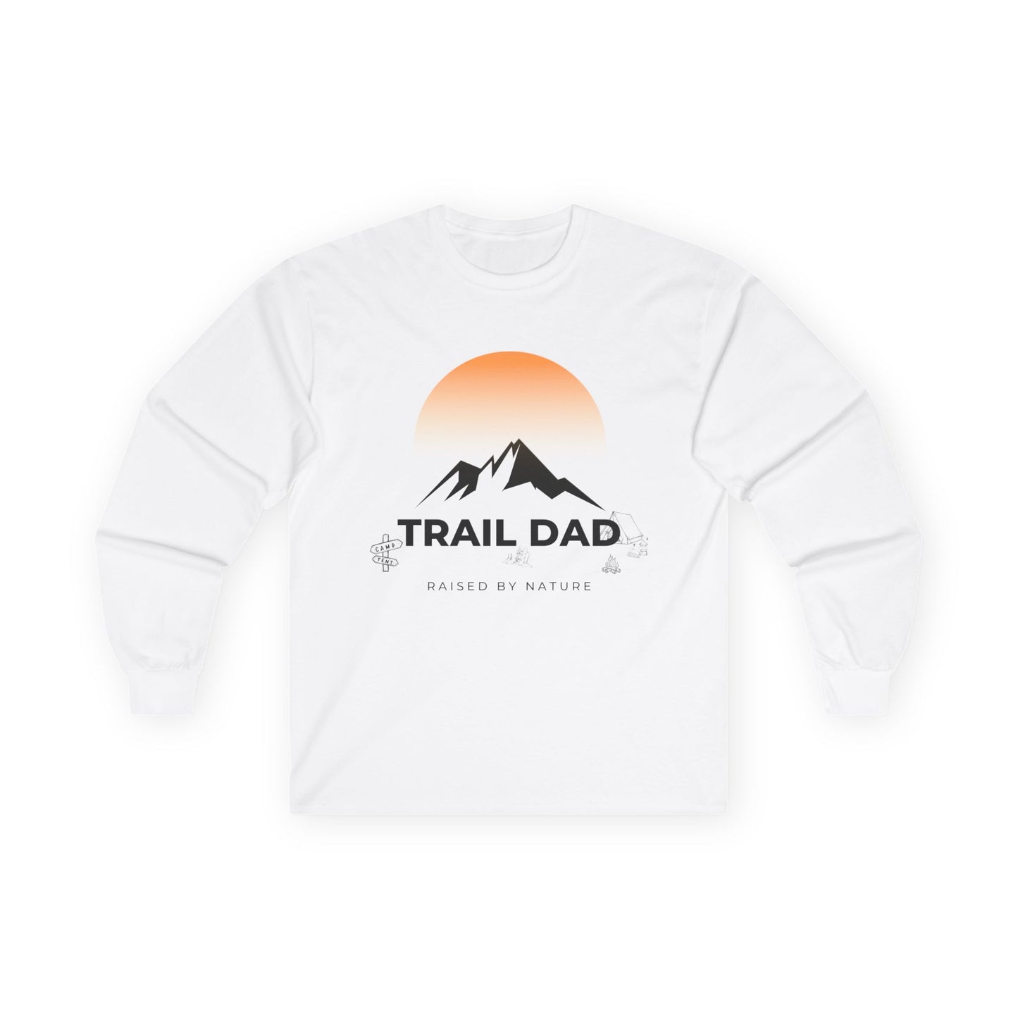 Trail Dad Long Sleeve Tee — Sunset Mountain Hiking Shirt