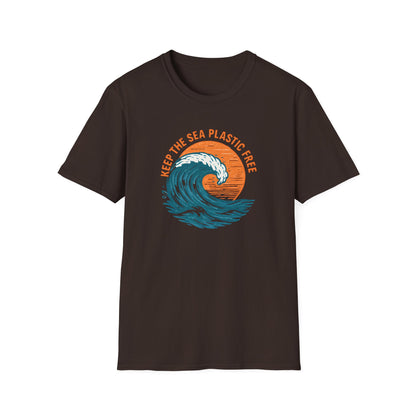 Keep the Sea Plastic Free Vintage Wave - Eco-Conscious Ocean Conservation Tee