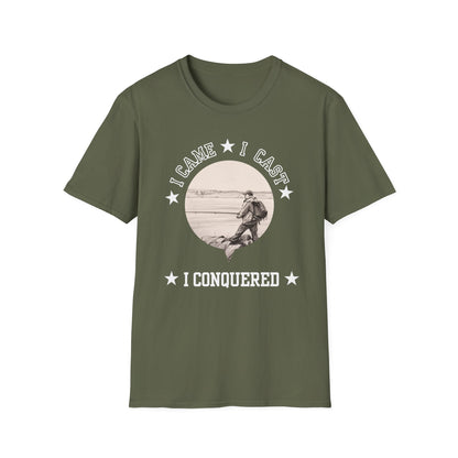 Fishing T-Shirt — "I Came, I Cast, I Conquered" Vintage Angler Tee