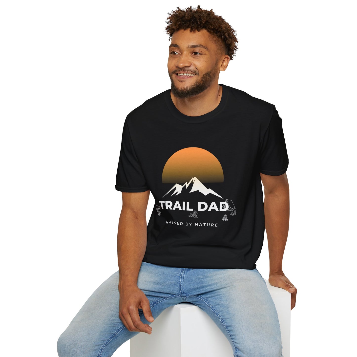 Trail Dad T-Shirt — Mountain Sunrise Hiking Tee for Outdoor Dads