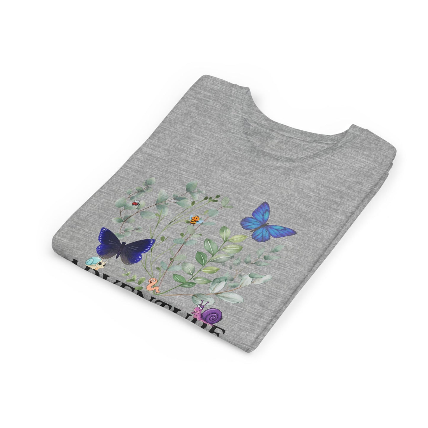 Youth Tee - "Adventure Awaits" Butterfly & Foliage Graphic