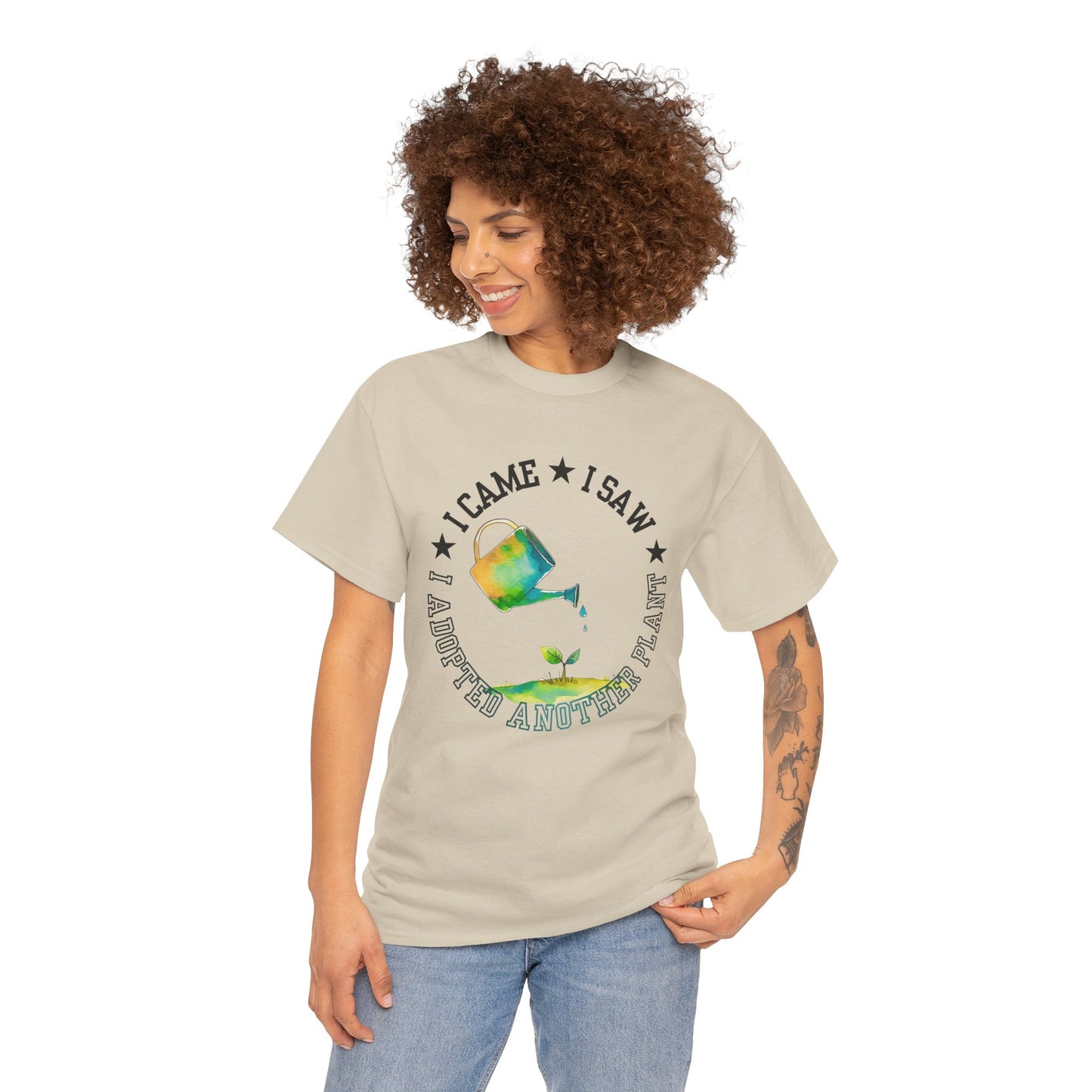 Gardening Tee — "I Came, I Saw, I Adopted another plant" Watercolor Kettle Plant Shirt