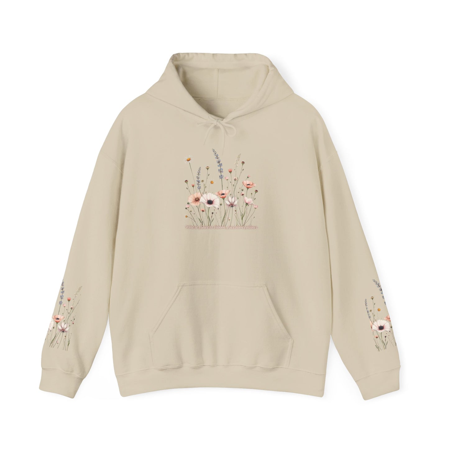 Floral Meadow Hoodie — Soft Pastel Wildflower Garden Pullover