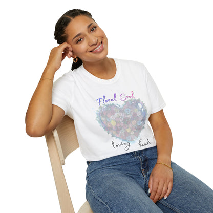 Floral Soul Loving Heart T-Shirt — Watercolor Heart Floral Tee for Women & Moms