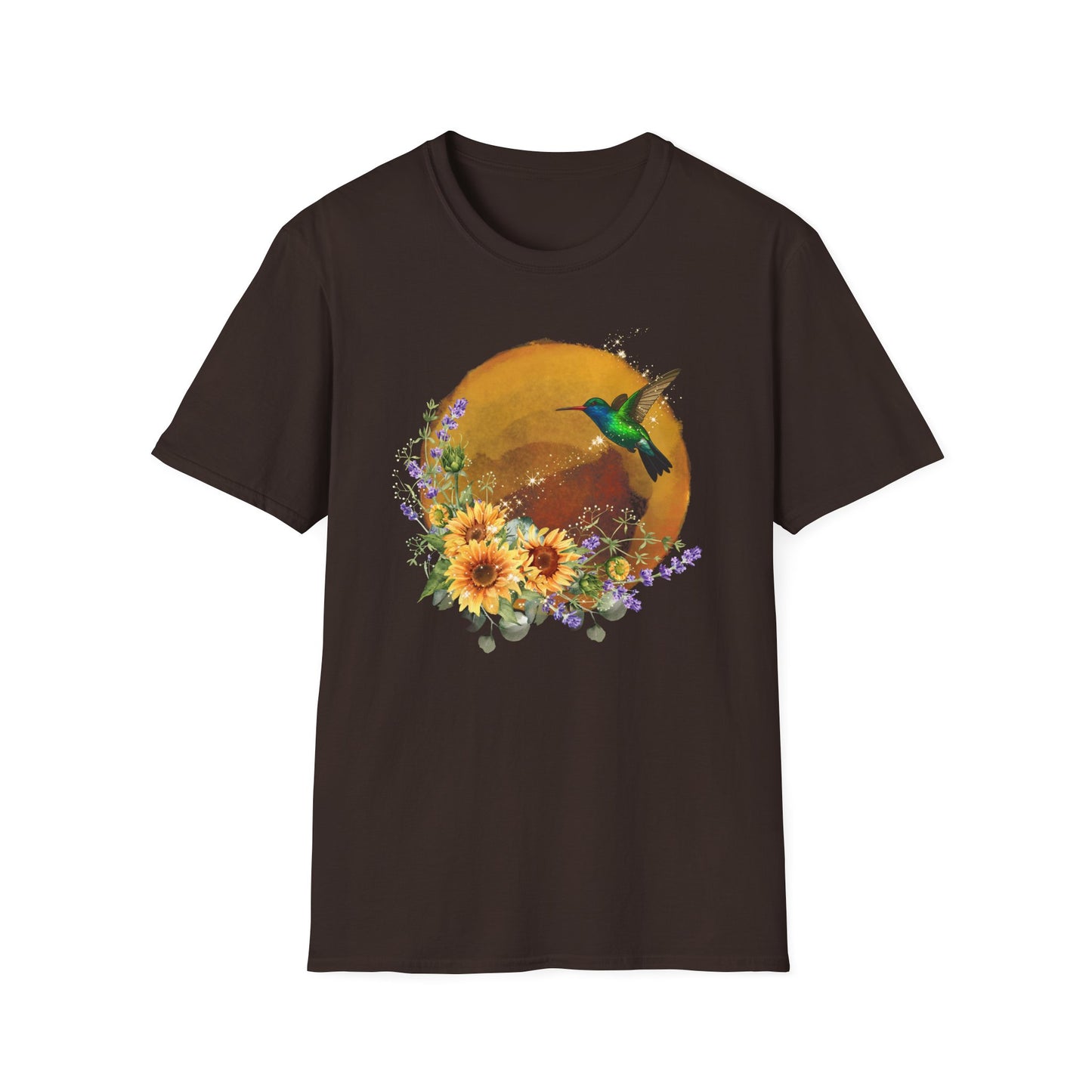 Hummingbird & Sunflower T-Shirt — Floral Nature Graphic Tee