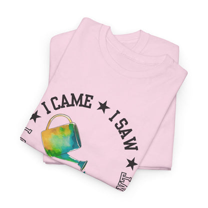 Gardening Tee — "I Came, I Saw, I Adopted another plant" Watercolor Kettle Plant Shirt