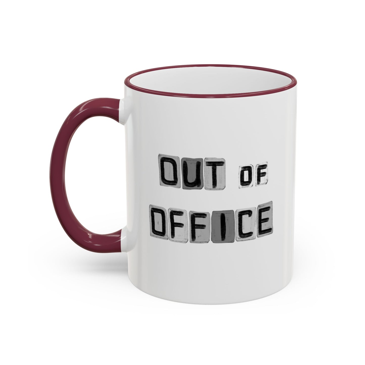 Adventure Coffee Mug — 'Get Out of Office' Forest Accent Rim & Handle Mug (11oz)