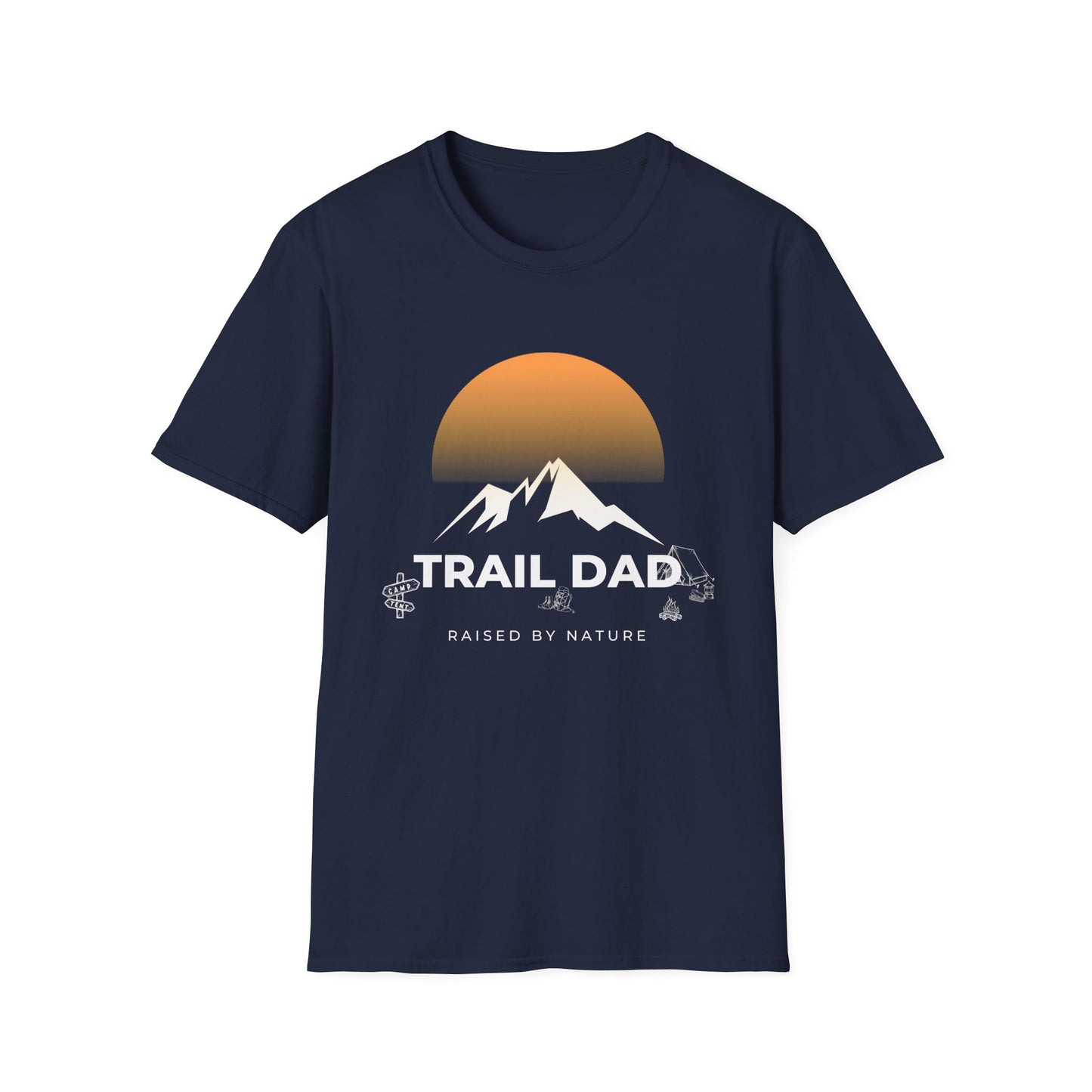 Trail Dad T-Shirt — Mountain Sunrise Hiking Tee for Outdoor Dads